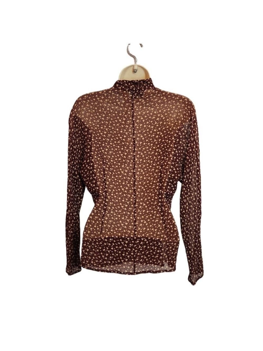 Ann Tjian Kenar Silk Floral Brown Beige Blouse Small - Picture 5 of 11